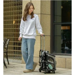 Sac à Dos Pour Chien Et Chat, Sac De Transport Respirant Avec Harnais Interne, Pochette De Voyage Ajustable, Sac à Dos Pour Petits Chiens, Chatons, Camping, - Gris-orange -Promos Patto Chou Boutique 97260844 4