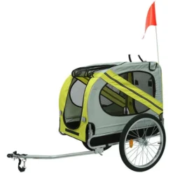 Remorque De Vélo Pour Chien Remorque De Vélo Pour Vos Animaux De Compagnie Pliable Réflecteurs Drapeau , Max. 30 Kg Jaune
