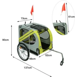 Remorque De Vélo Pour Chien Remorque De Vélo Pour Vos Animaux De Compagnie Pliable Réflecteurs Drapeau , Max. 30 Kg Jaune -Promos Patto Chou Boutique 98035170 5