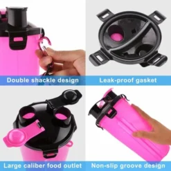 Bouteille D'eau Pour Chien, 2 En 1, Portable, étanche, Pour Chien, Avec 2 Gamelles Pliables Pour Chien, Rose -Promos Patto Chou Boutique 98441965 5