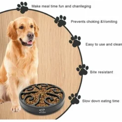 Gamelle Anti Glouton Chien Gamelle D'alimentation Lente Avec Base Antidérapante Favorise Une Alimentation Saine Et Une Digestion Lente (Small Medium, Noir) -Promos Patto Chou Boutique 98864750 5